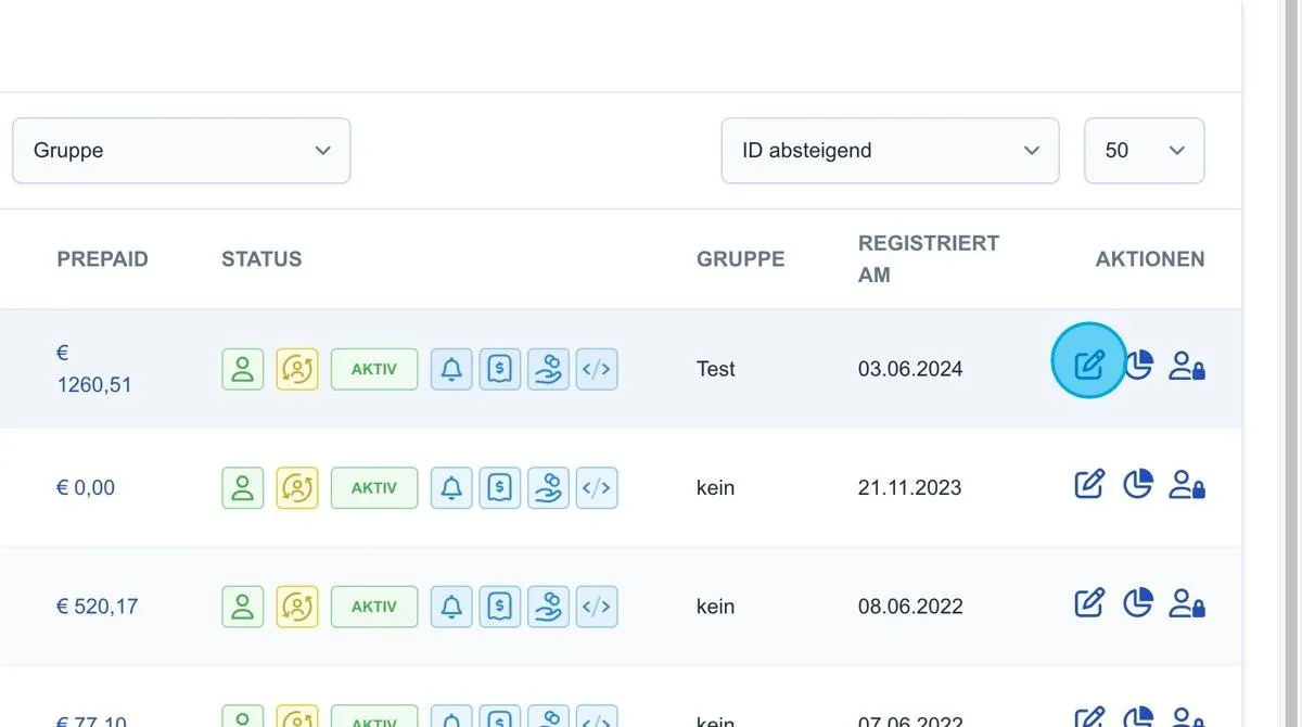 Screenshot: Benutzer/User