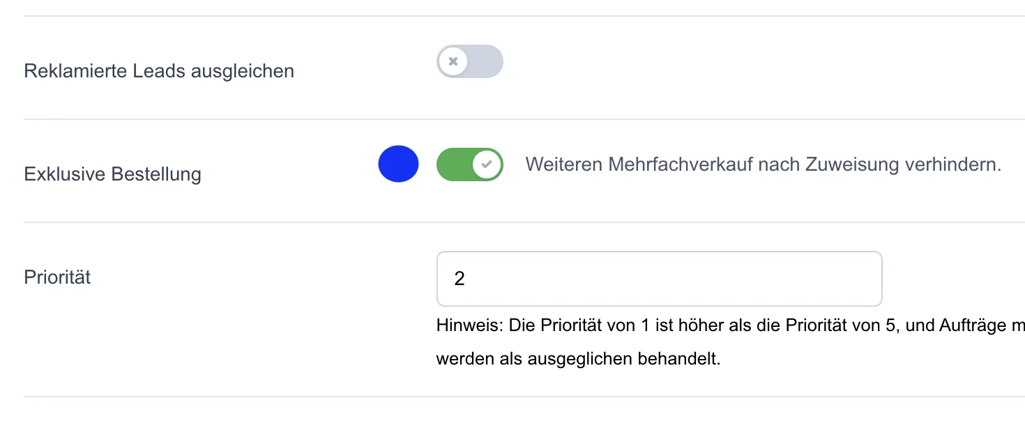 Screenshot: Exclusive Order/Bestellung