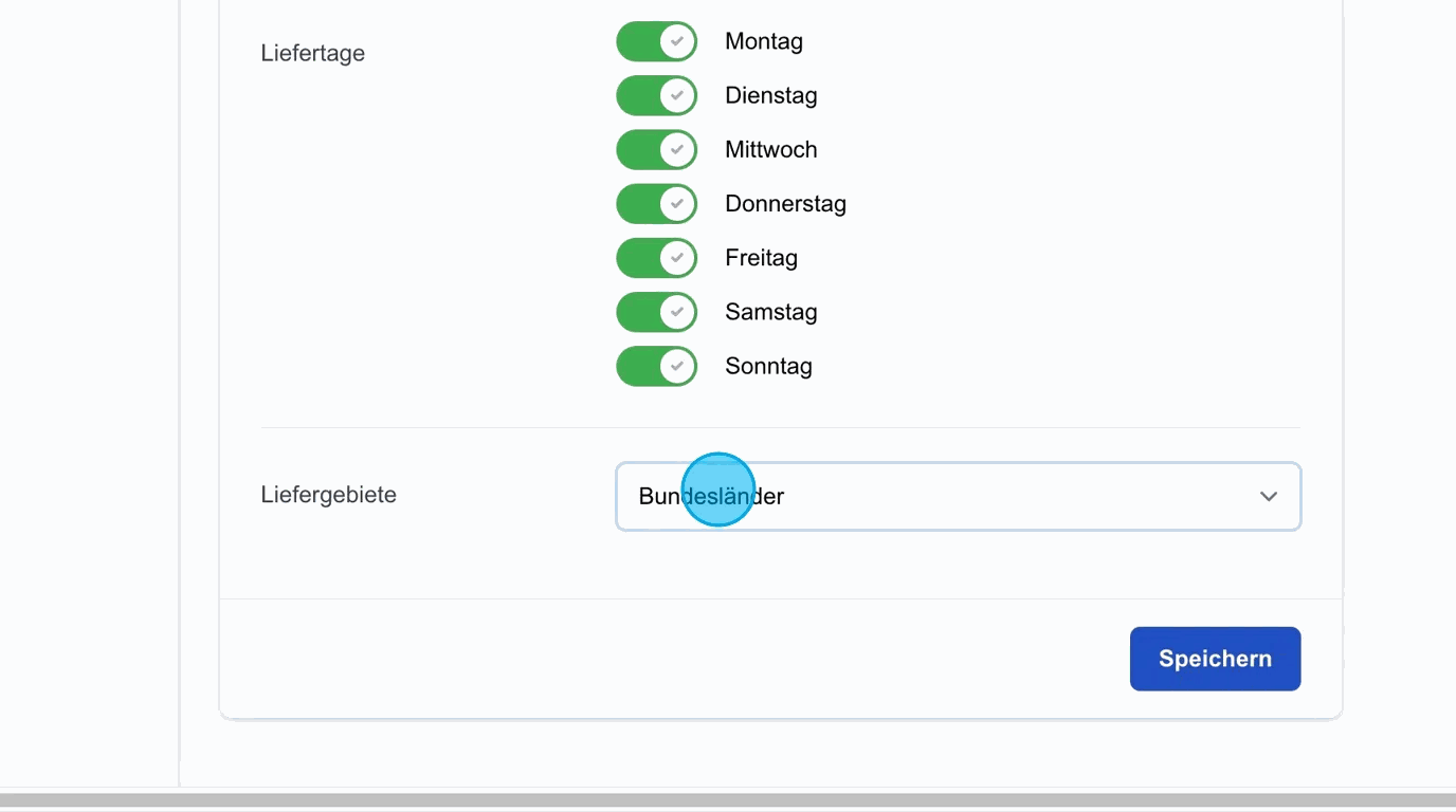 Screenshot: Liefergebiete – Bundesländer