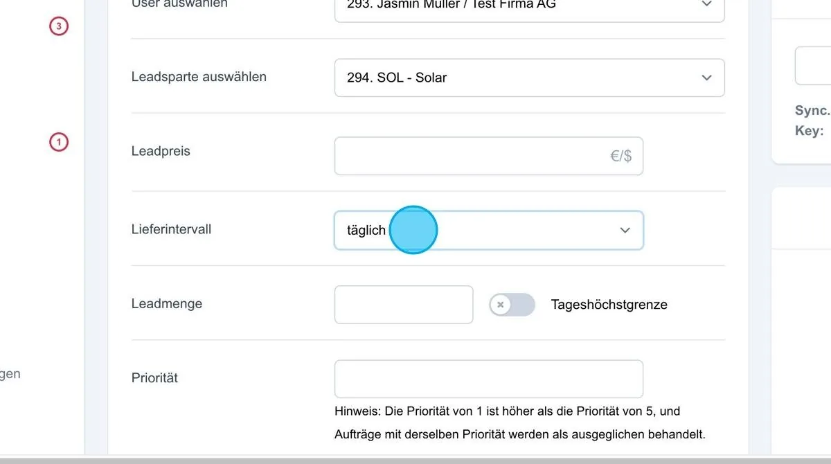 Screenshot: Lieferintervall-täglich