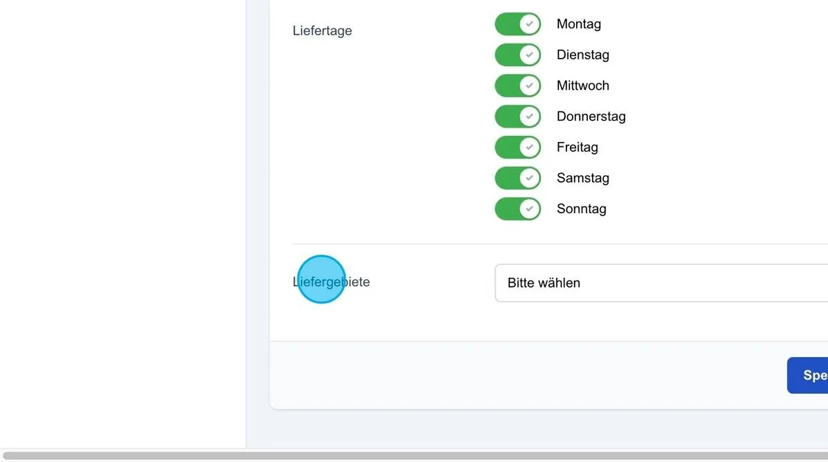 Screenshot: Liefergebiete