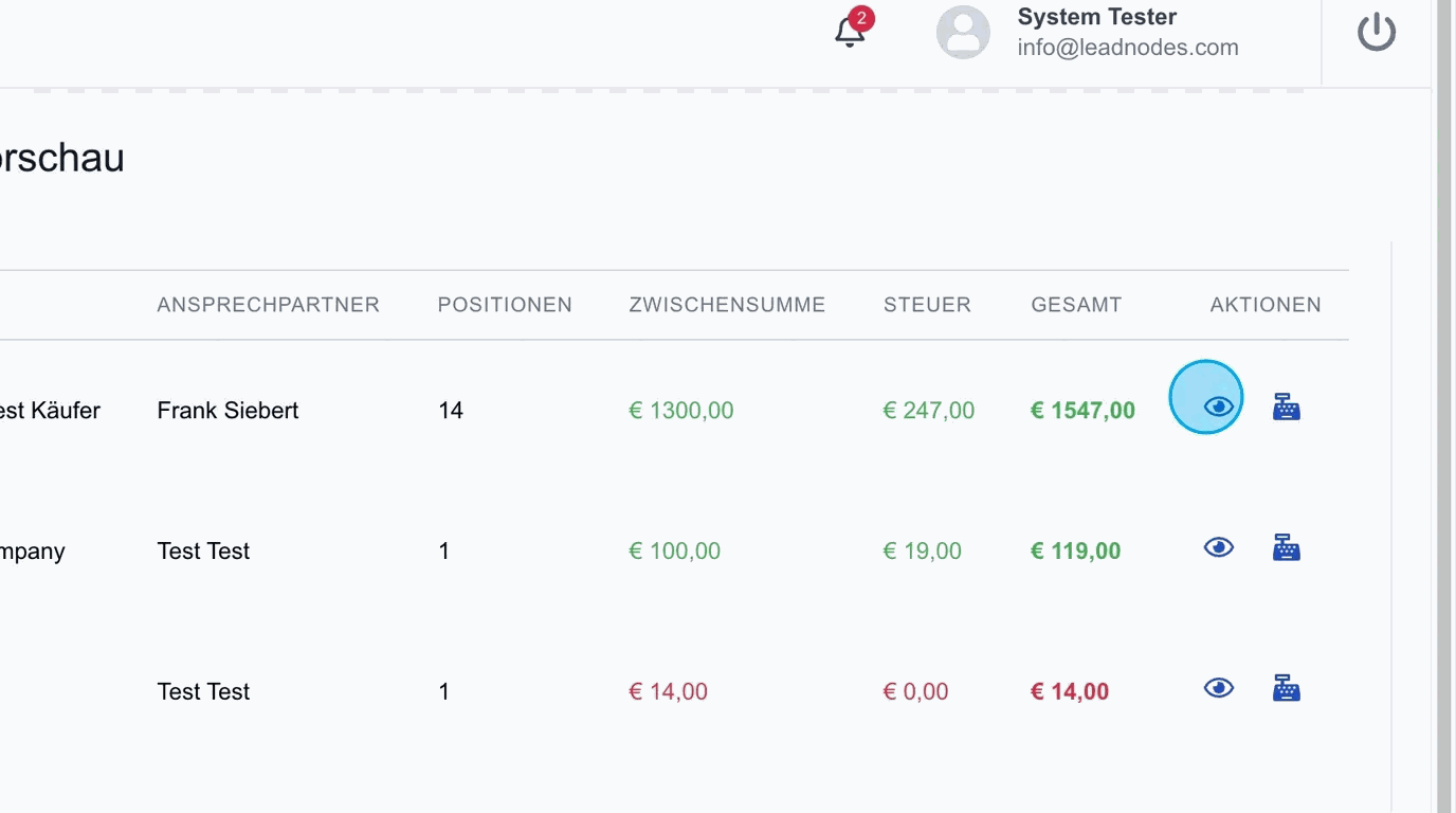 Screenshot: Auge-Icon