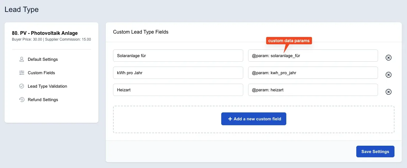 Screenshot: JSON Payload Example (one dimensional json-object)