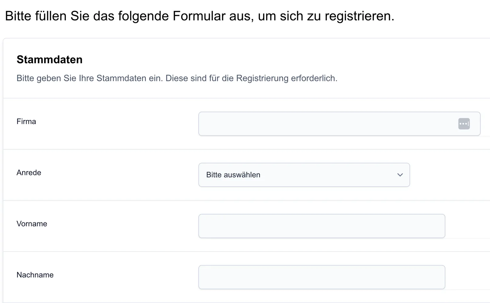 Screenshot: Registrierungs-Routen -Käufer- oder Lieferantenregistrierung