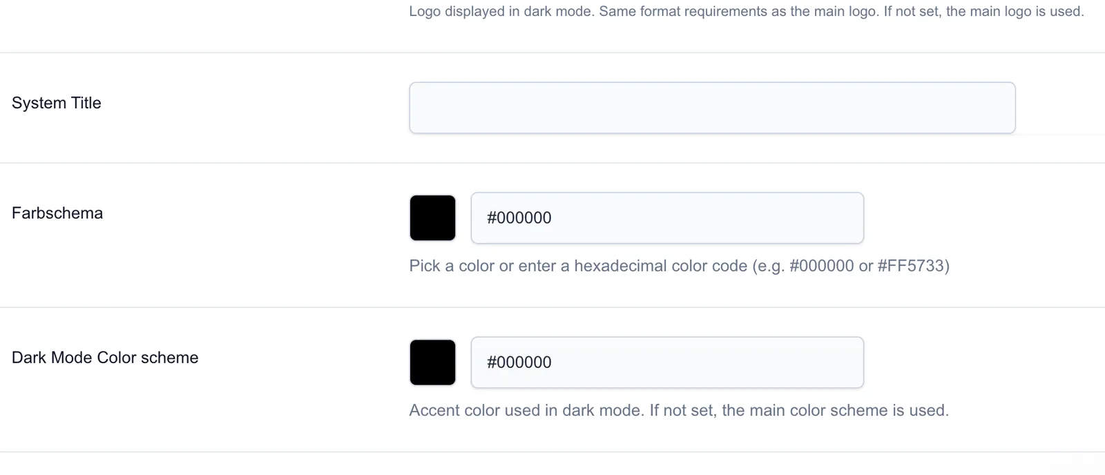 Screenshot: Farbschema
