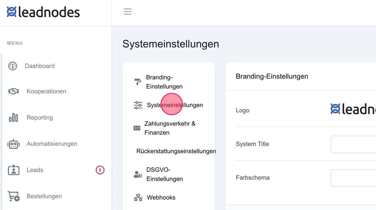 Screenshot: Systemeinstellungen