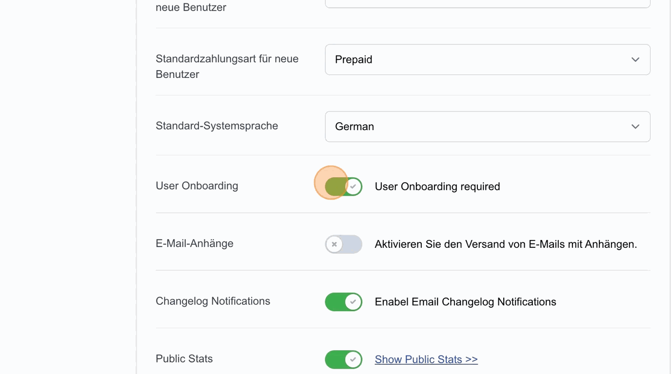 Screenshot: User Onboarding