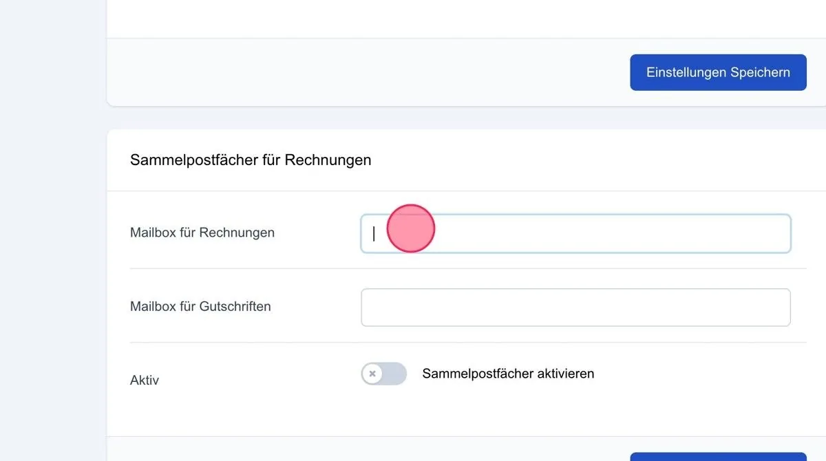 Screenshot: Mailbox für Gutschriften