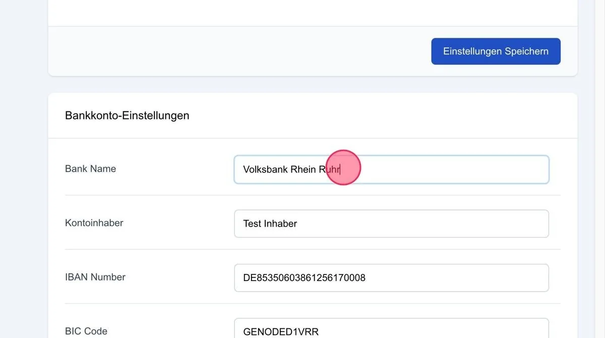 Screenshot: Zusätzlicher Rechnungstext