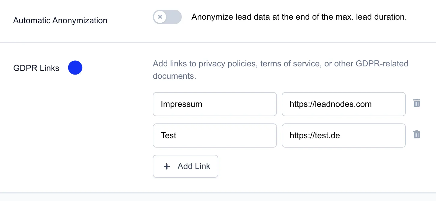 Screenshot: GDPR-Links