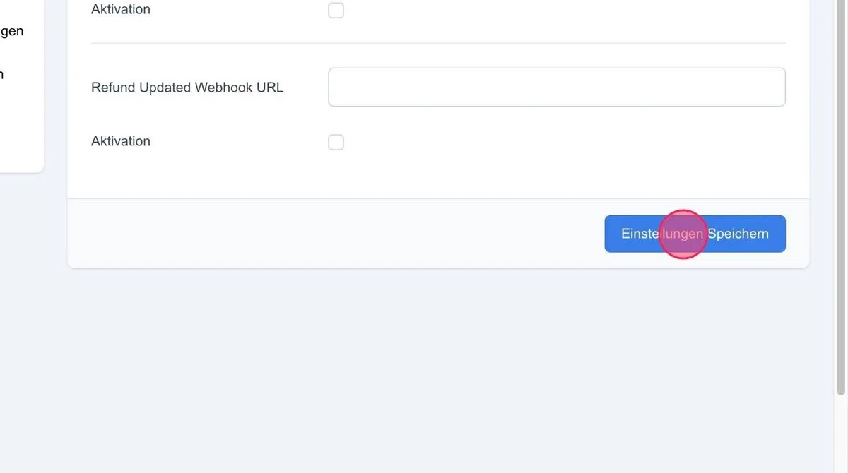 Screenshot: Einstellungen Speichern