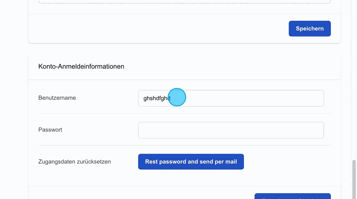 Screenshot: Benutzername & Passwort
