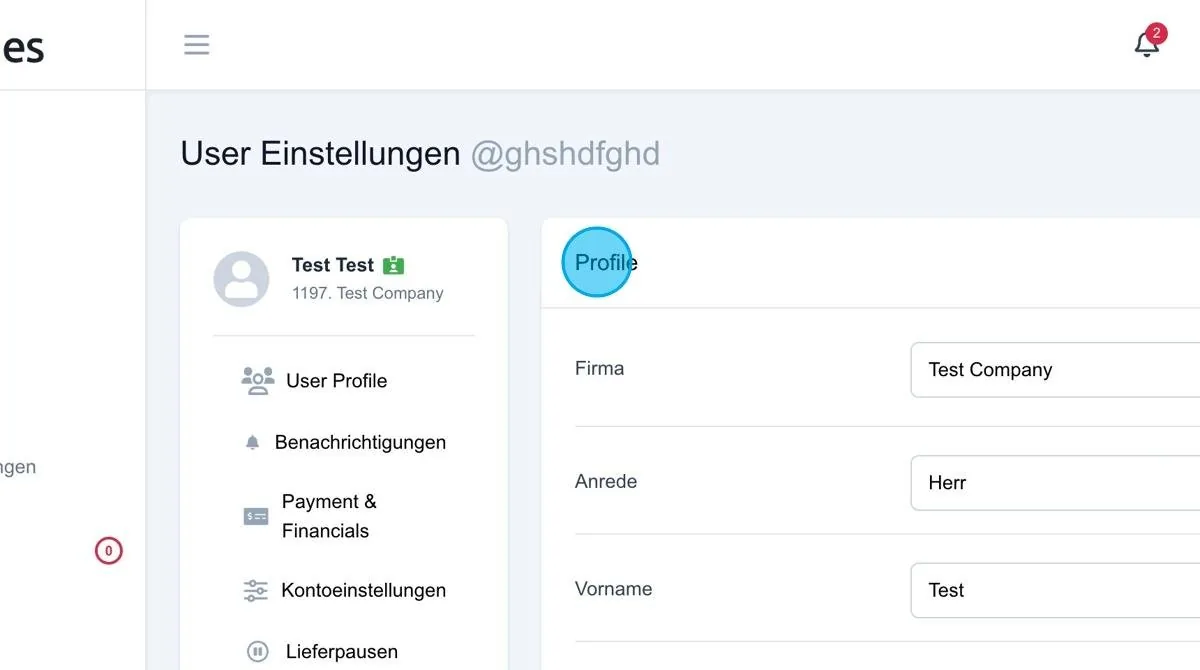 Screenshot: Profile