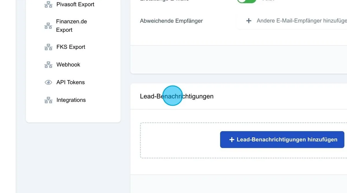 Screenshot: Lead-Benachrichtigungen