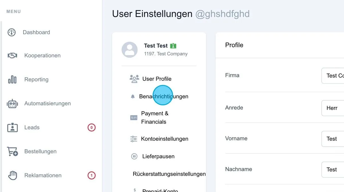 Screenshot: Benachrichtigungen