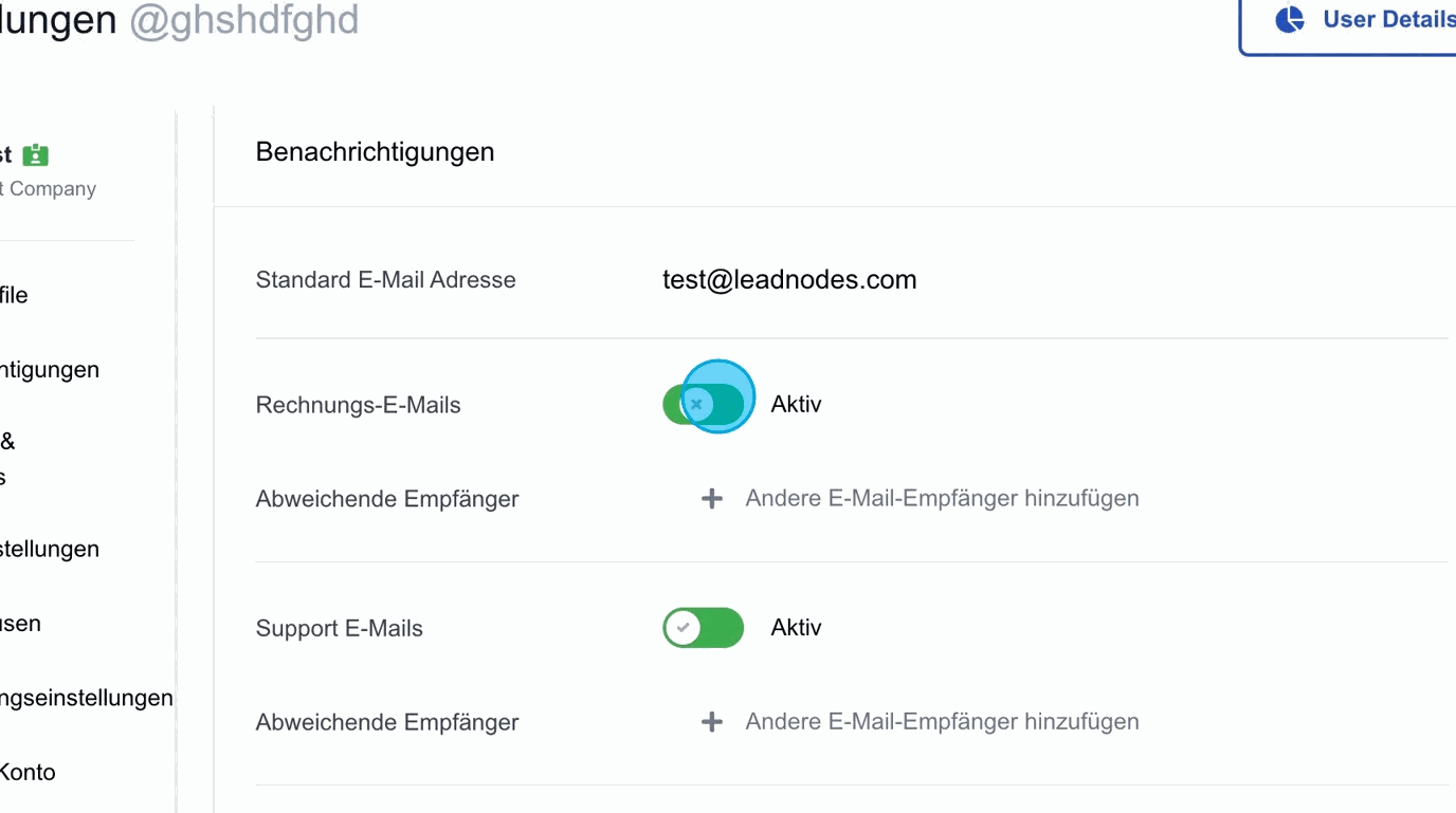 Screenshot: Rechnungs-E-Mails