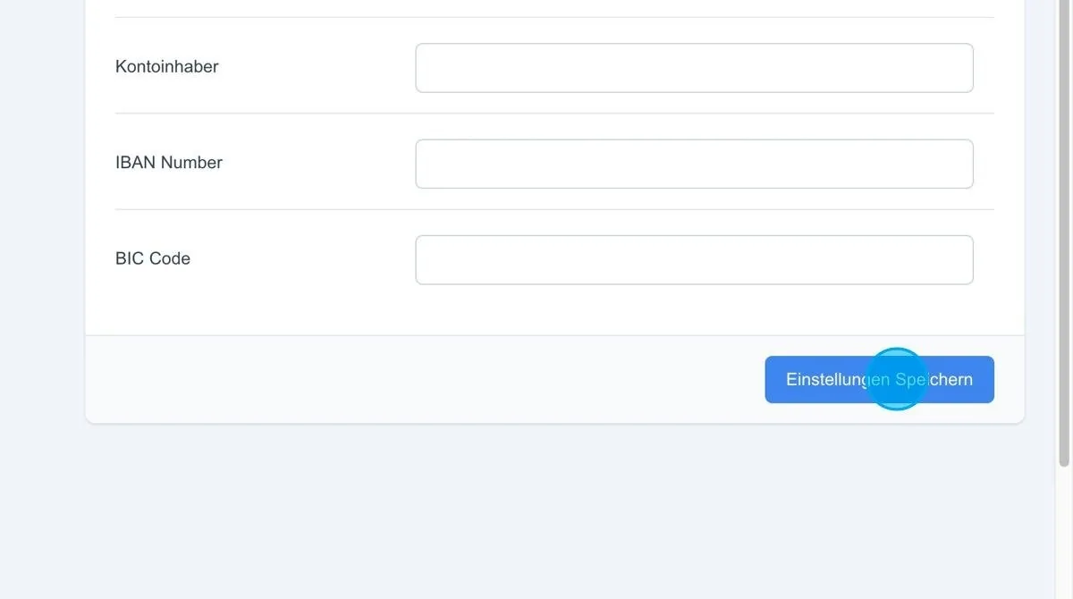Screenshot: Bankverbindung