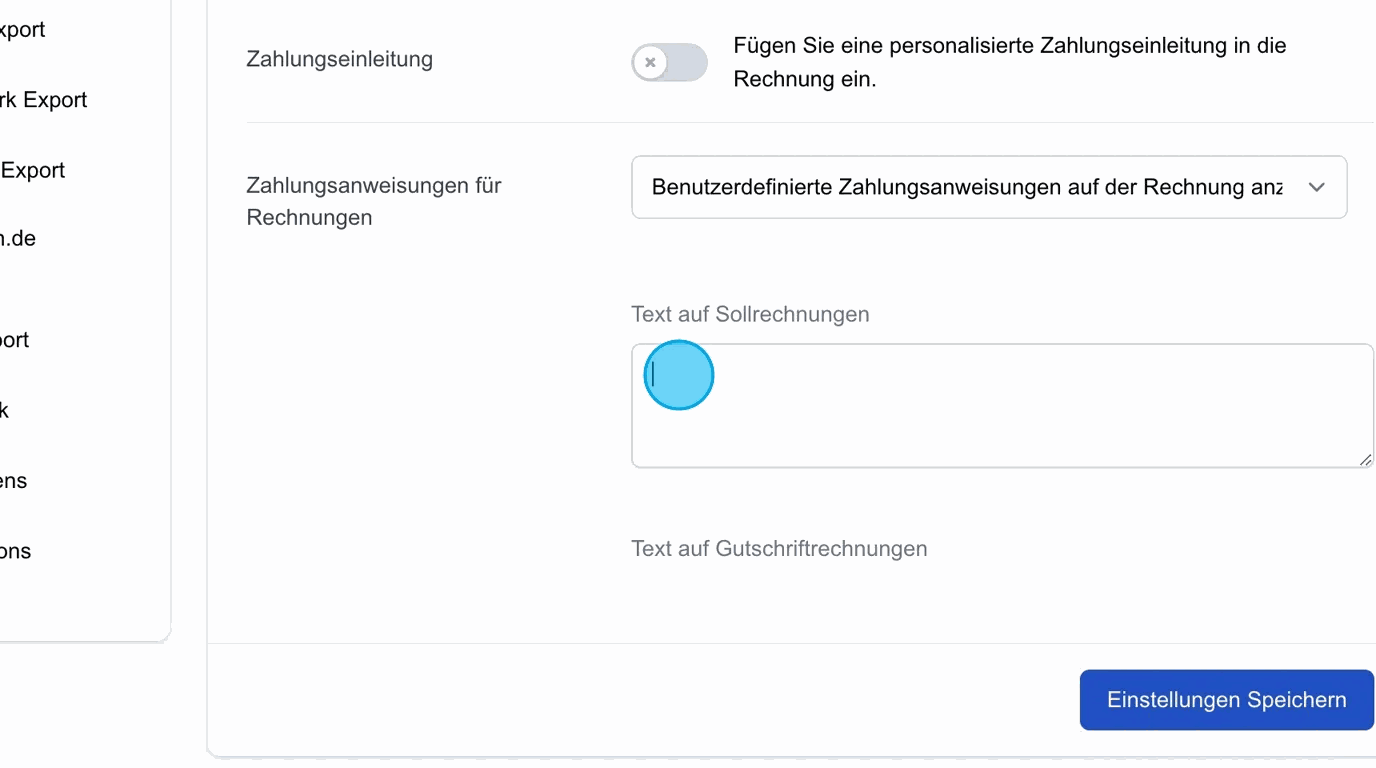 Screenshot: Zahlungsanweisung für Rechnungen