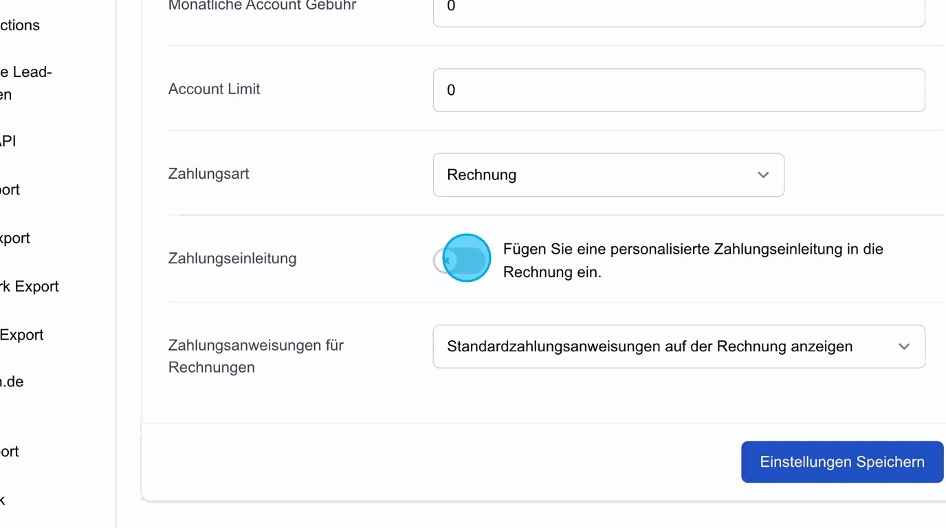 Screenshot: Zahlungseinleitung