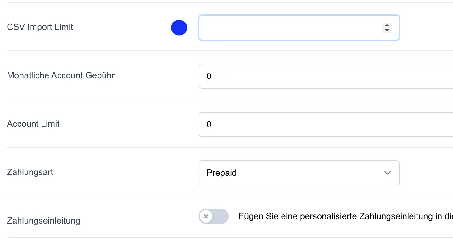 Screenshot: CSV-Import-Limit