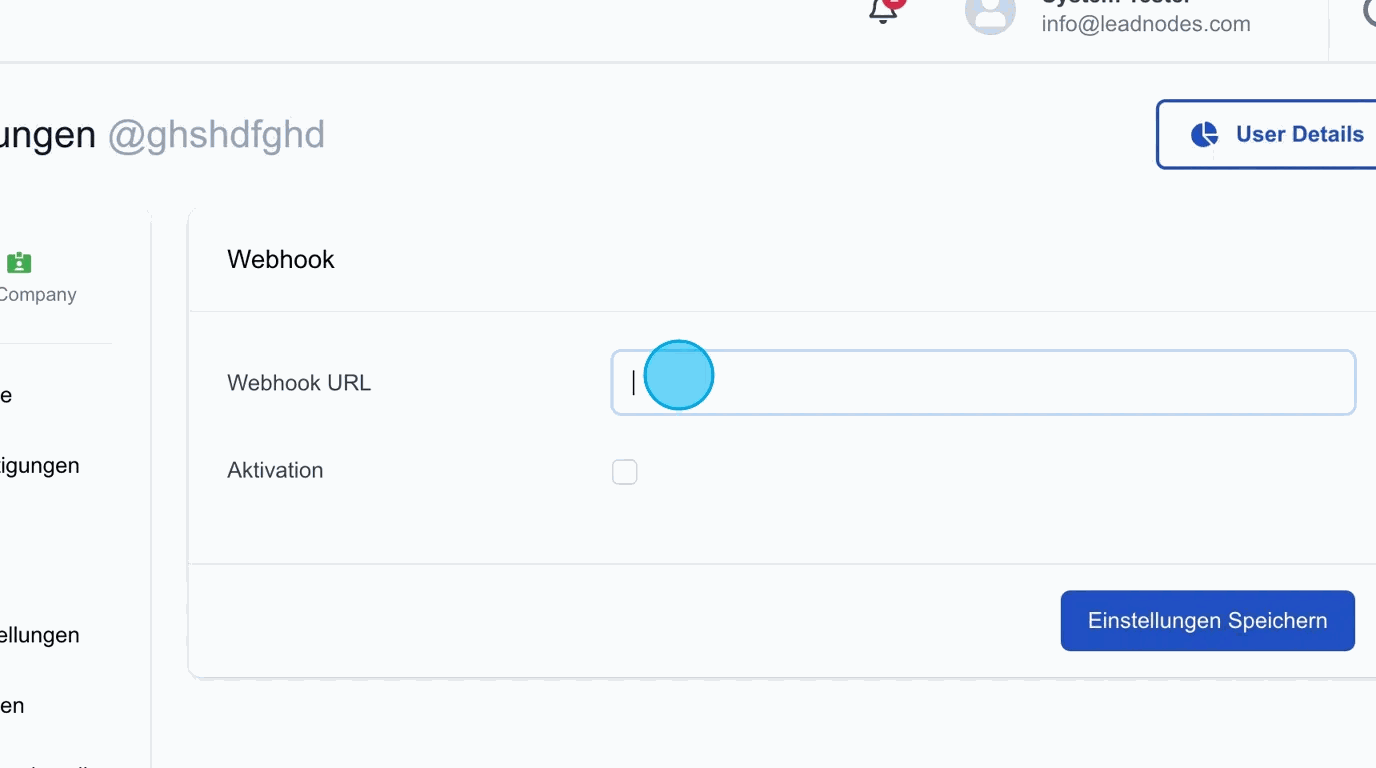 Screenshot: Webhook URL