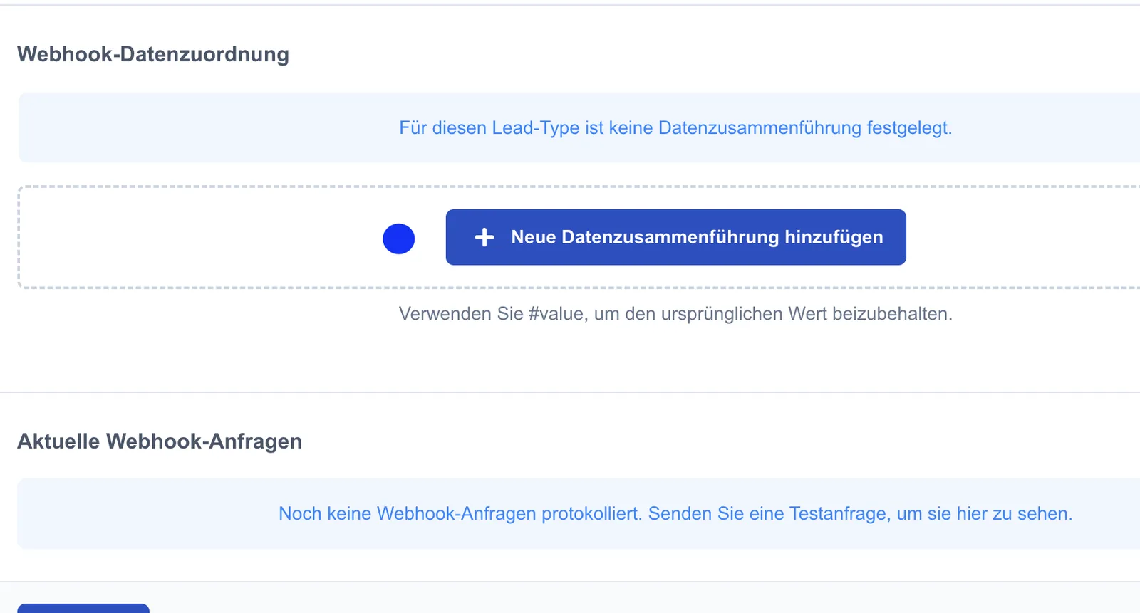 Screenshot: Mapping für Webhook-Testimport