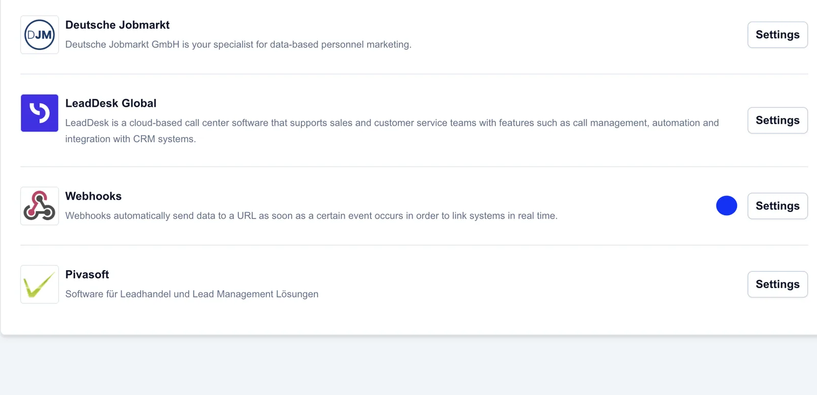 Screenshot: Mapping für Webhook-Testimport