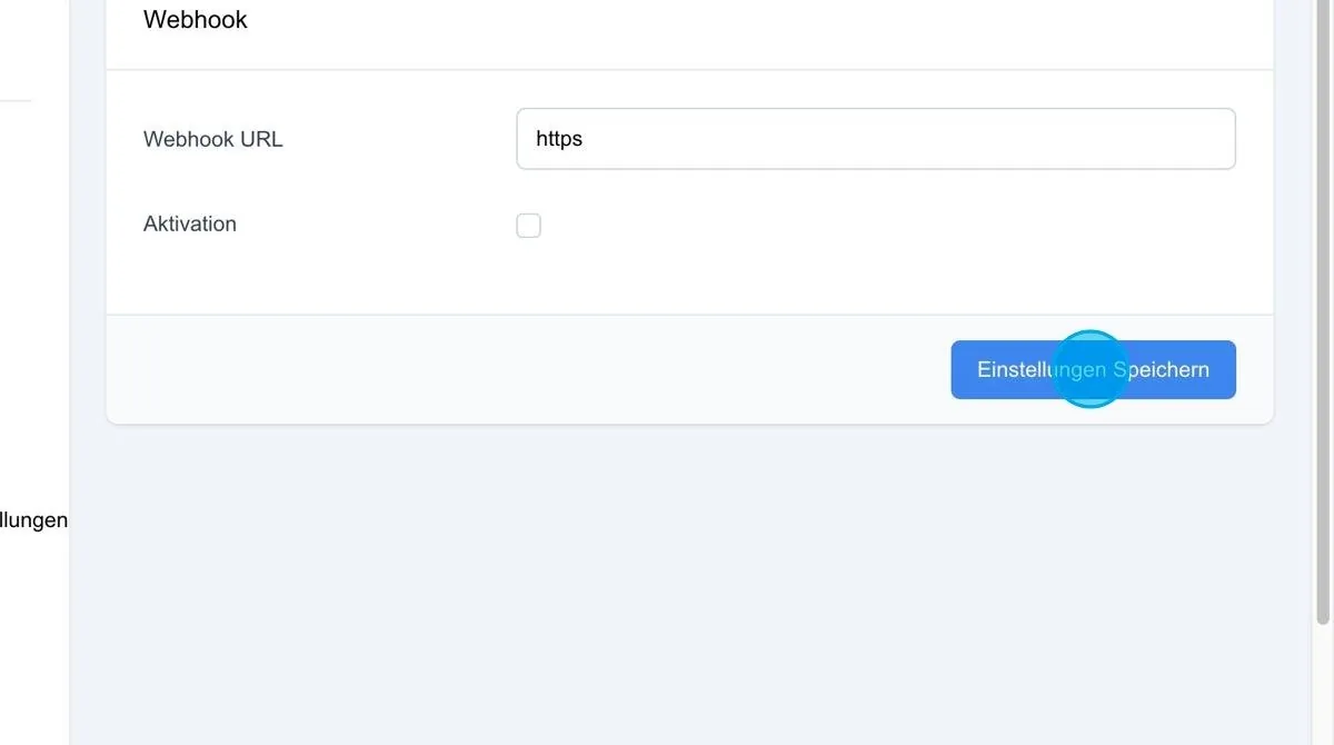Screenshot: Webhook URL