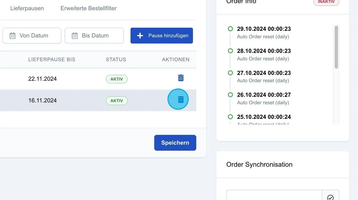 Screenshot: Mülleimer-Icon