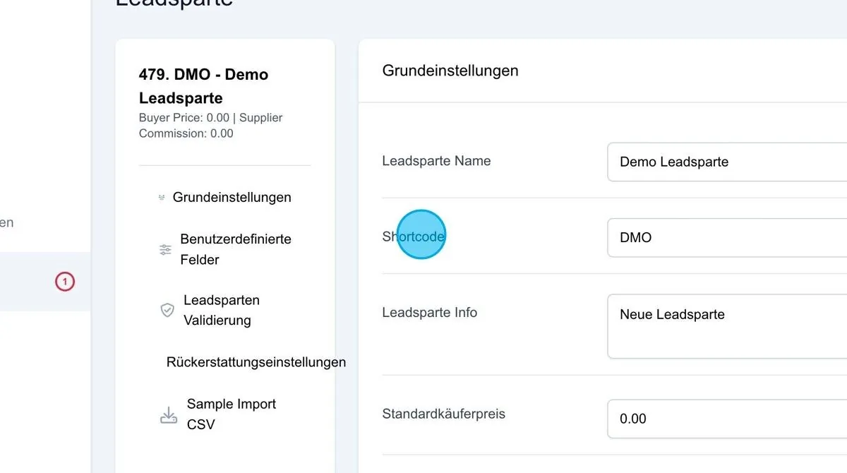 Screenshot: Shortcode
