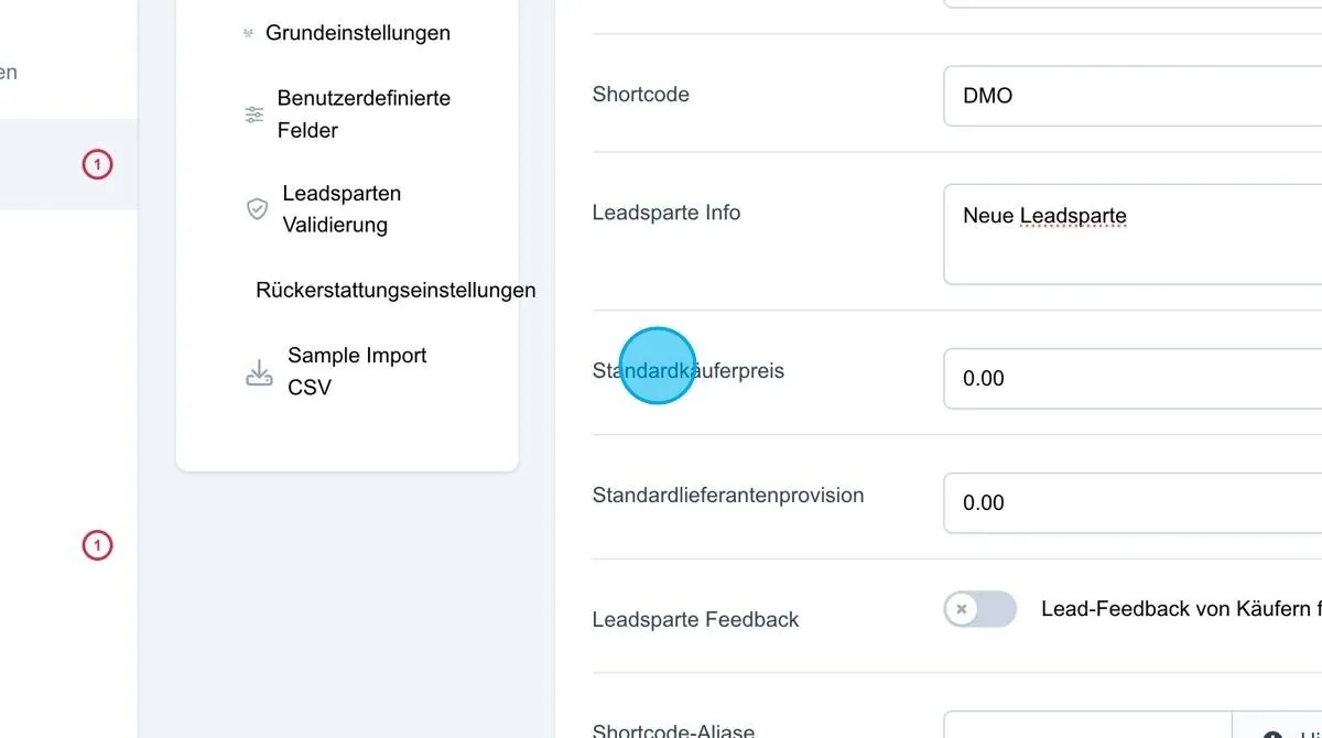 Screenshot: Standardkäuferpreis