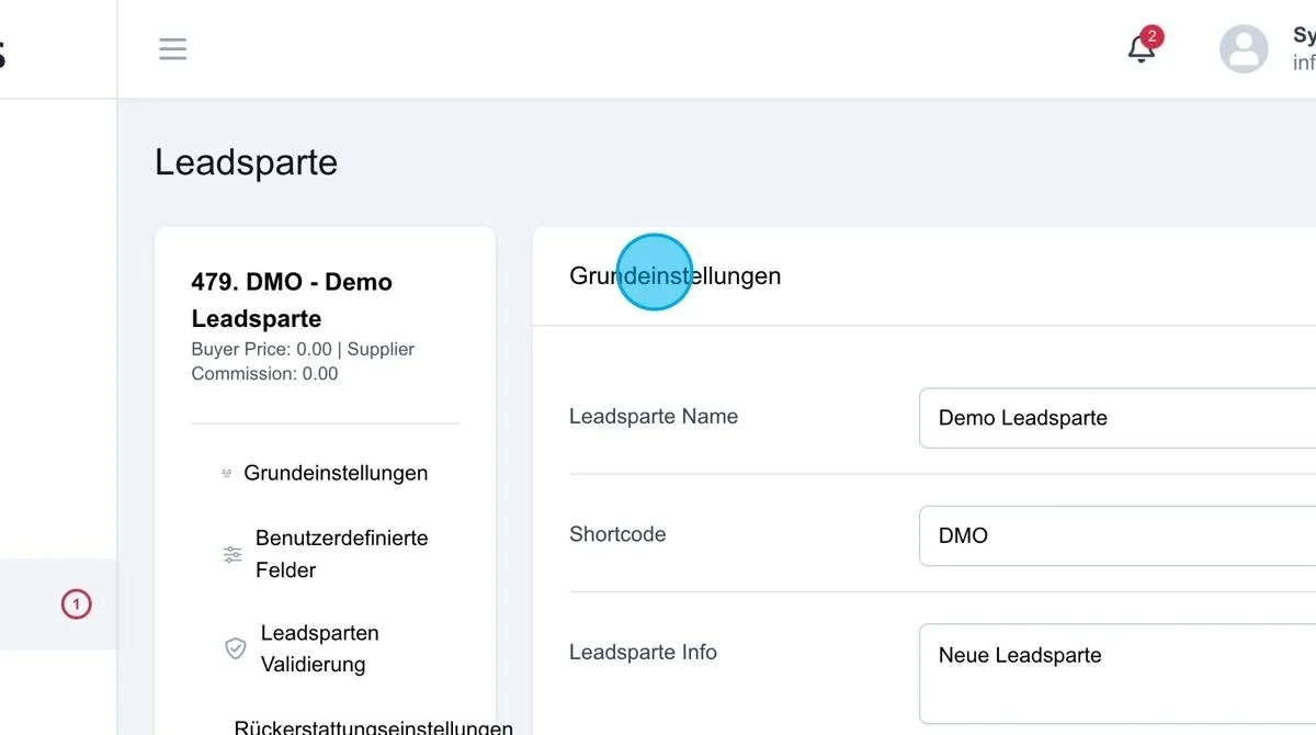 Screenshot: Grundeinstellungen