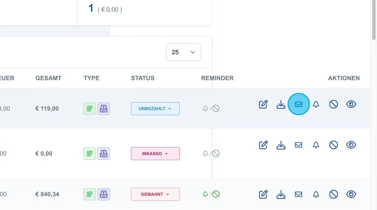 Screenshot: Brief-Icon