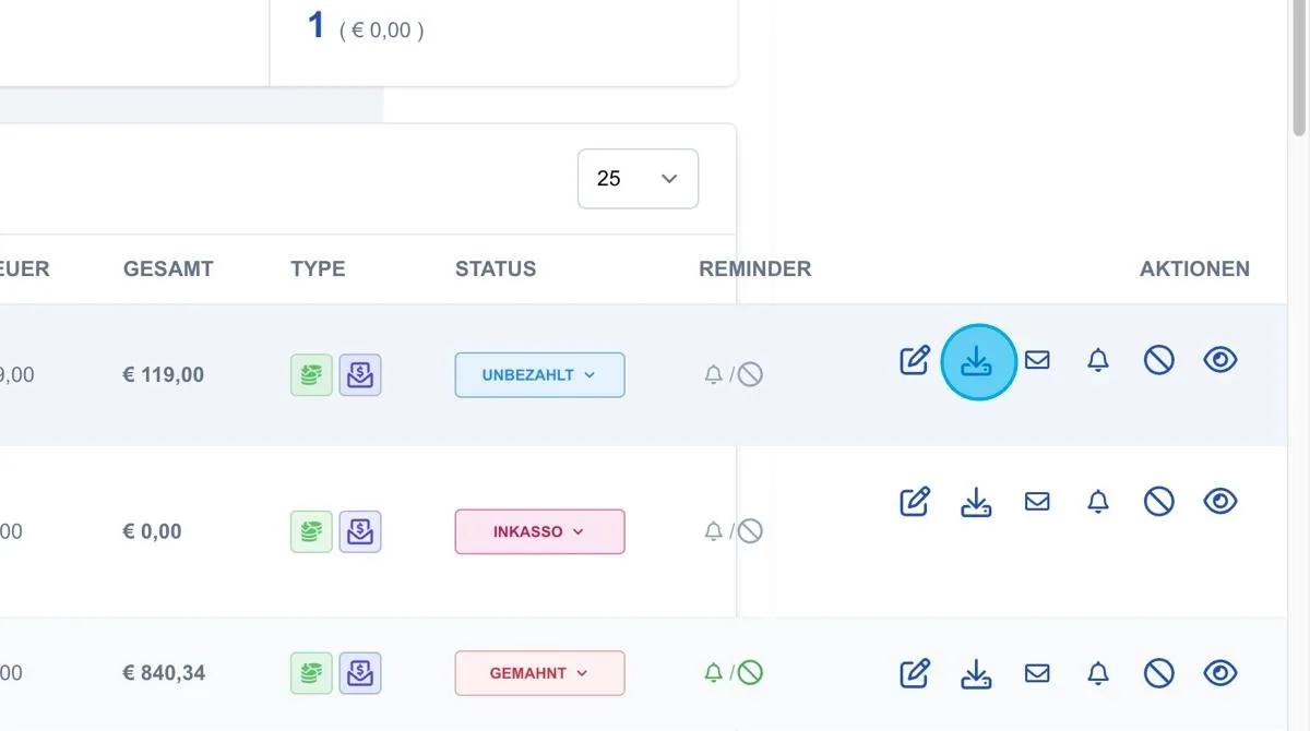 Screenshot: Download-Button