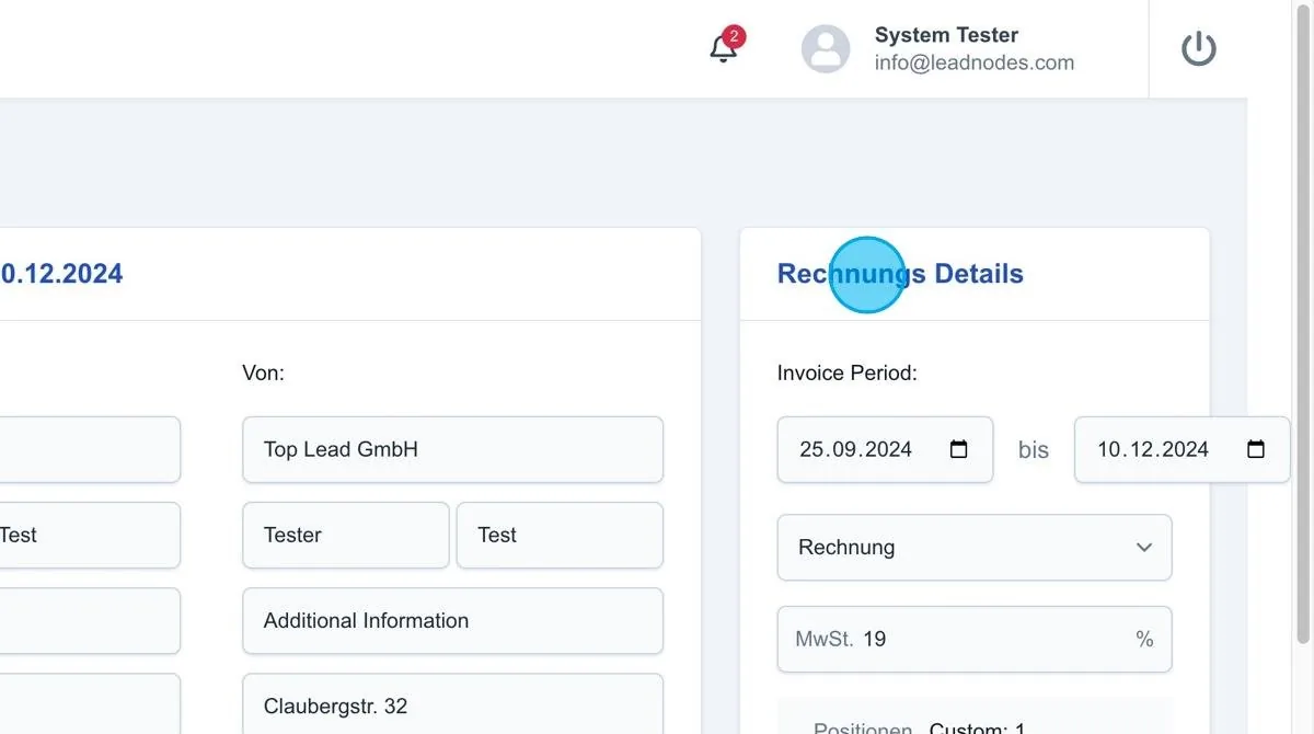 Screenshot: Edit Invoice