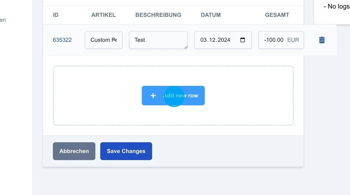 Screenshot: Edit Invoice