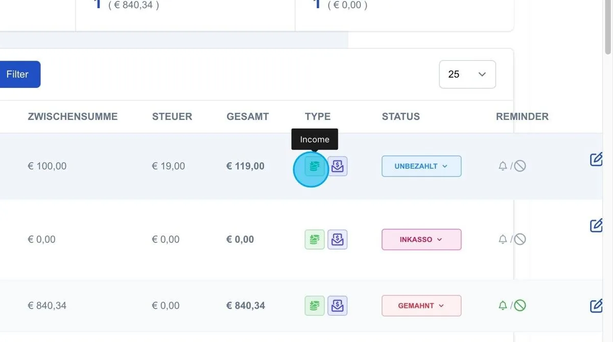 Screenshot: Type