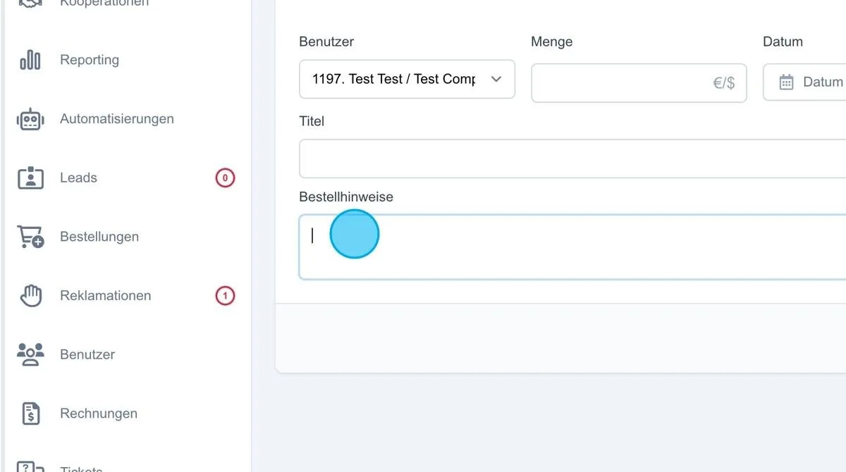 Screenshot: New Payment Statement