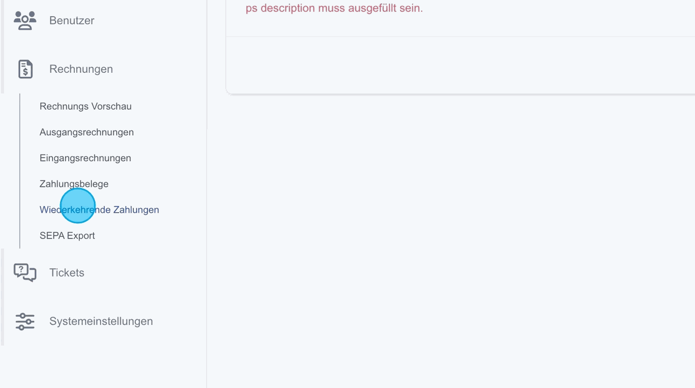 Screenshot: Wiederkehrende Zahlungen