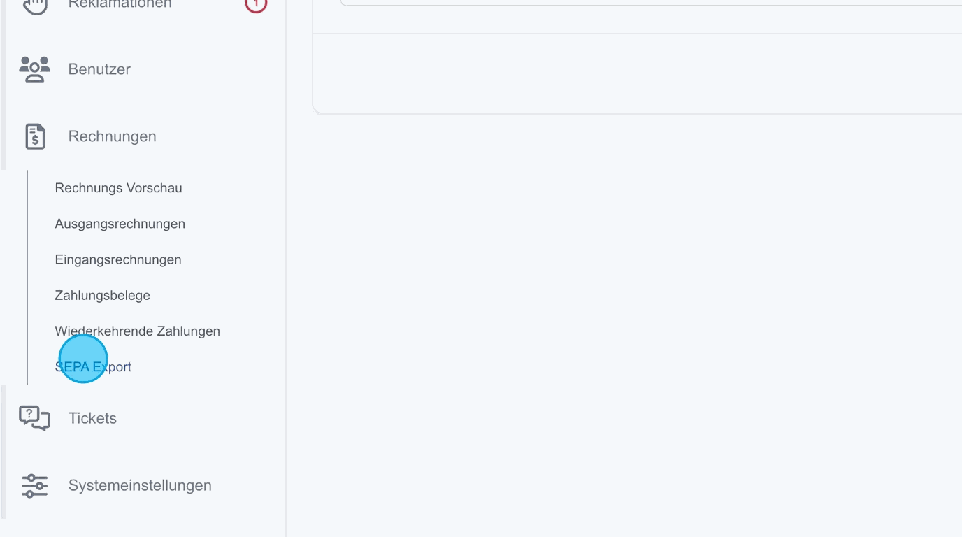 Screenshot: SEPA-Export