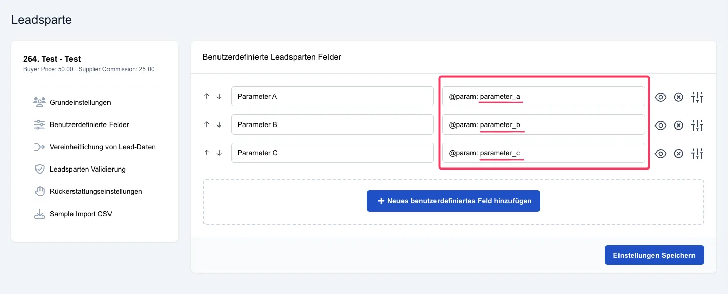 Screenshot: Custom-Lead-Data-Parameter