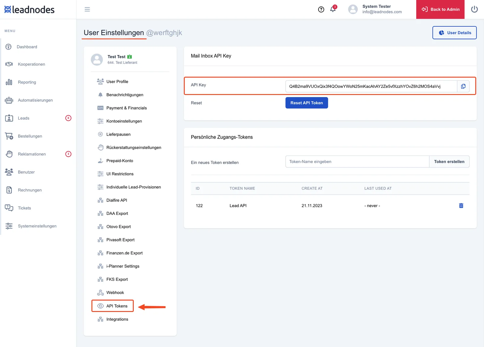 Screenshot: Der URL für die Finanzen.de Push API lautet