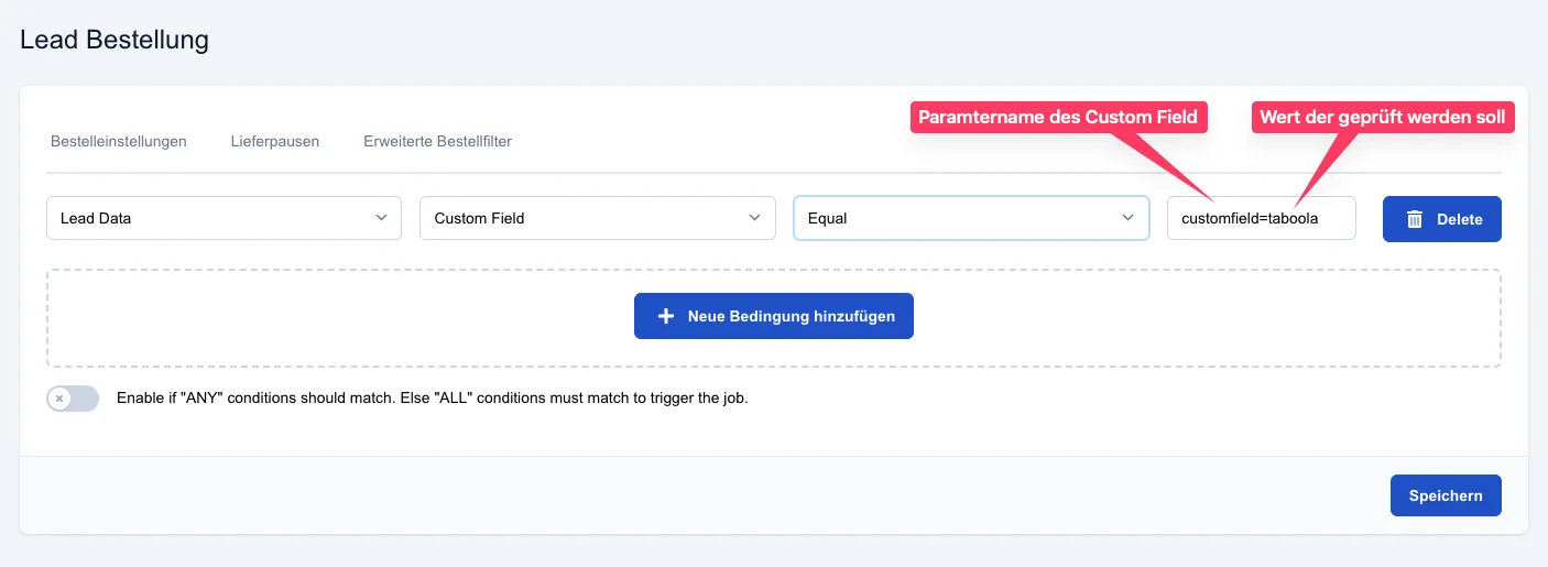 Screenshot: Wie kann ich nach einem Custom Field filtern?