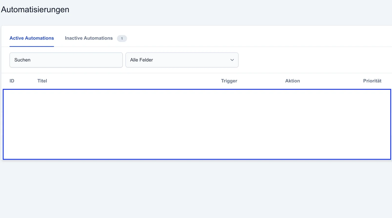 Screenshot: Automatisierungen